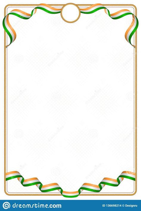 India Border Design, Border For Independence Day, Independence Day Border Design, Indian Constitution Day Poster, Independence Day Invitation Card, Congress Banner, Congress Background, Diploma Illustration, Indian Flag Background