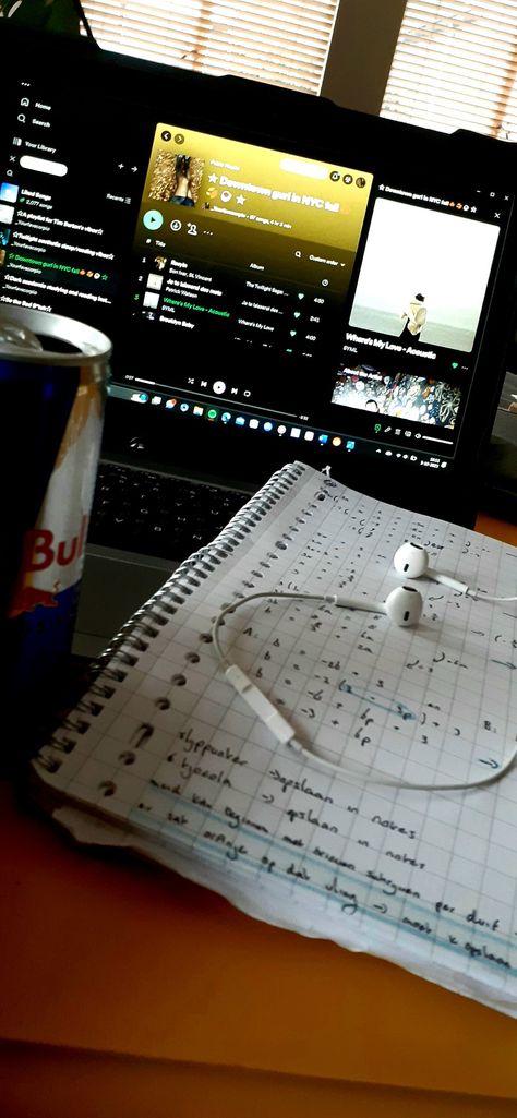 #Redbull#homework#spotify#music#goodvibe Downtown Autumn, Aesthetic Downtown, Red Bull, Homework, Music, Quick Saves