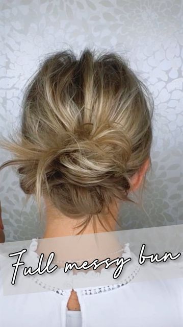 Easy Messy Bun For Medium Hair, Ashley Erickson, Braid Hack, Fine Hair Updo, Fake Hair Buns, Messy Bun For Short Hair, Easy Updo, Short Hairstyles Fine, Easy Hairstyles For Thick Hair