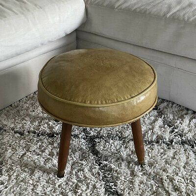 MID CENTURY MODERN Vtg Round Foot Stool Ottoman $199.99 - PicClick Eames Table, Mid Century Ottoman, Round Footstool, Walnut Chair, Stool Ottoman, Mid Century Lounge Chairs, Mcm Furniture, Modern Ottoman, Upholstered Stool