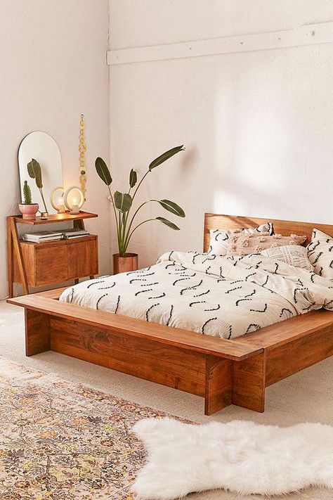 Urban Outfitters' New Furniture Collection Is a '70s Boho Dream | Hunker Boho Platform Bed, Platform Bed Diy, Minimalist Dekor, Diy Platform Bed, Interior Boho, Bed Platform, Bohemian Interior Design, Chill Room, Neutral Style