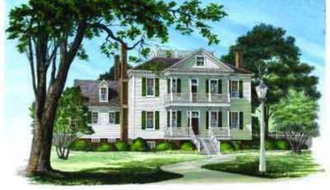 Plan #137-218 - Houseplans.com Neoclassical Home, Manor Floor Plan, Neoclassical House, Southern Style House Plans, Southern House Plan, Unique House Plans, Colonial House Plans, Dream Home Plans, Luxury Mansions