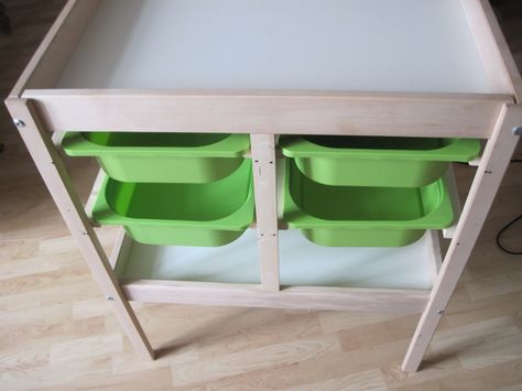 Changing table to chest of drawers - IKEA Hackers - IKEA Hackers - How handy to have those pull outs for diapers, wipes, onesies!!!! Awesome addition... I honestly think Ikea should make their changing table just like this. Ikea Changing Table Hack, Ikea Changing Table, Chest Of Drawers Ikea, Changing Table With Drawers, Ikea Table Hack, Diy Changing Table, Ikea Hack Kids, Storage Ikea, Ideas Habitaciones