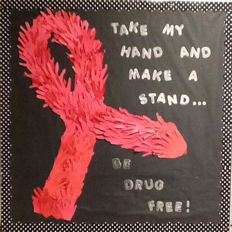 Drug Free Week Red Ribbon Bulletin Boards, Red Ribbon Bulletin Board Ideas, Red Ribbon Week Shirt Ideas, Red Ribbon Week Bulletin Board Ideas, Red Ribbon Door Ideas Schools, Red Ribbon Week Poster Ideas, Red Ribbon Week Ideas, Red Ribbon Week Door Decorating, Counseling Bulletin Boards