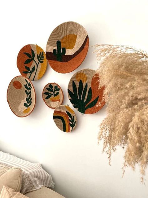 Baskets Wall Decor, African Wall Baskets, Rope Decor, Wall Baskets, Wicker Wall, Bohemian Wall Decor, Basket Wall Decor, Wall Basket, Color Wall