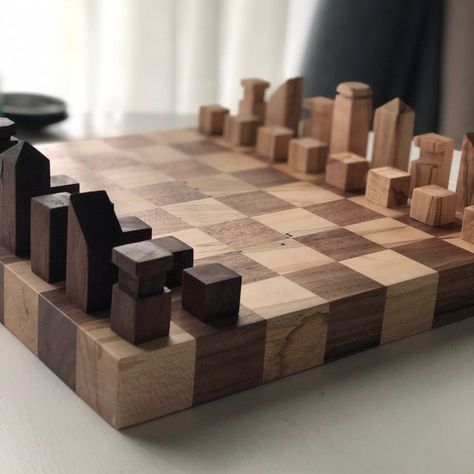 Modern Wood Chess Set ambrosia Maple Walnut 1 1/4 Inches - Etsy Canada Modern Chess Set, Wood Chess Board, Wood Chess Set, Chess Boards, Wood Games, Wood Chess, Wooden Games, Maple Walnut, Chess Sets