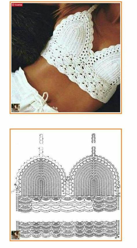 Crochet Bra Pattern, Crochet Halter Top Pattern, شال كروشيه, Crochet Stitches Guide, Crochet Bra, Mode Crochet, Crochet Ladies Tops, Crochet Bralette, Crochet Stitches For Beginners