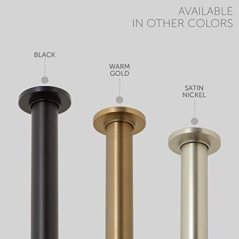 Amazon.com: Ivilon Tension Curtain Rod - Spring Tension Rod for Windows or Shower, 36 to 54 Inch. Satin Nickel: Home & Kitchen Colour Scheme Bedroom, Double Shower Curtain Rod, Tension Rod Curtains, Blue Colour Scheme, Gold Shower Curtain, Black Shower Curtain, Minimal Modern Design, Double Rod Curtains, Modern Shower Curtains