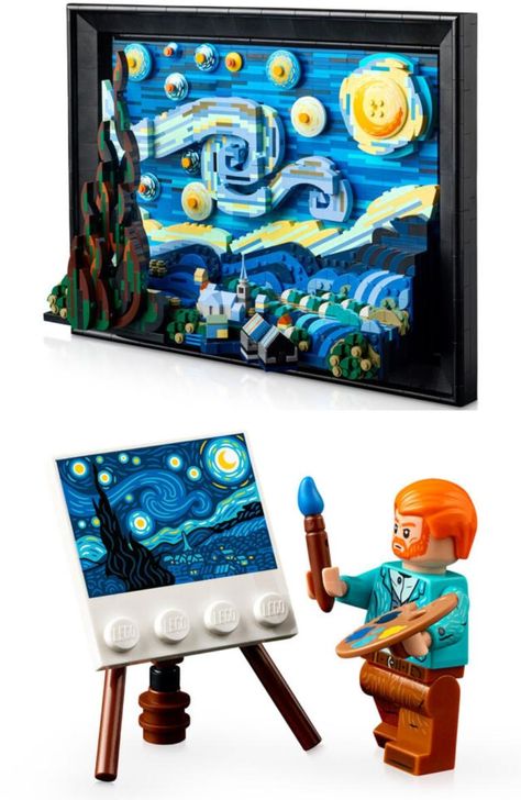 Starry Night Lego Set, Van Gogh Lego Set, Lego Starry Night, Van Gogh Lego, Cute Lego Sets, Lego Presents, Lego Van, Lego Plants, Loving Vincent