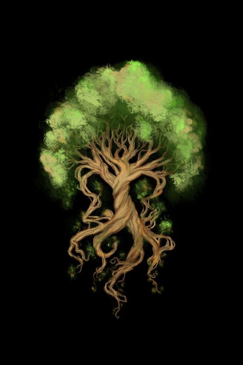 Fantasy Tree Drawing, Avatar Tree, Yggdrasil Tattoo, Oak Tree Tattoo, Yggdrasil Tree, Tree Of Life Painting, Family Tree Art, Medusa Art, Fantasy Tree