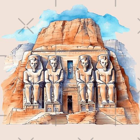 Abu Simbel Temple, Egypt Africa by FineArtsPro | Redbubble Abu Simbel Temple, Ancient Egypt Architecture, Ancient Egyptian Architecture, Temple Drawing, Color Theory Art, Abu Simbel, Egyptian Temple, Ramses Ii, Building Icon