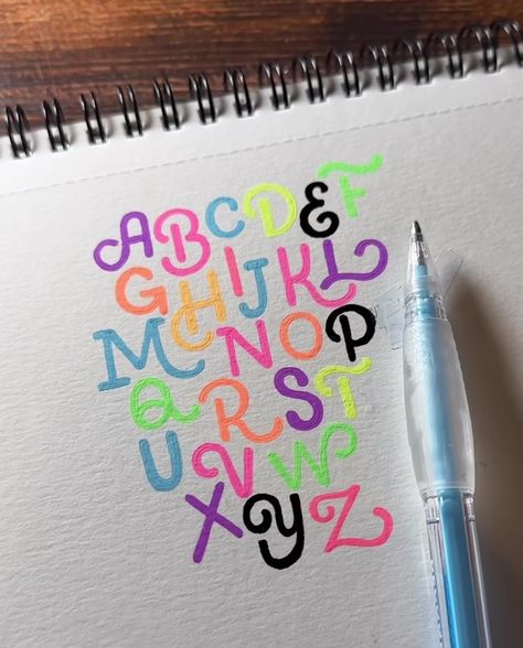 Minimalist Alphabet Letters, Cool Fonts Alphabet Easy, Brush Pen Font, Aesthetic Alphabet Fonts, Fun Handwriting Fonts, Posca Lettering, Cute Fonts Alphabet Doodles, Abecedario Aesthetic, Food Letters