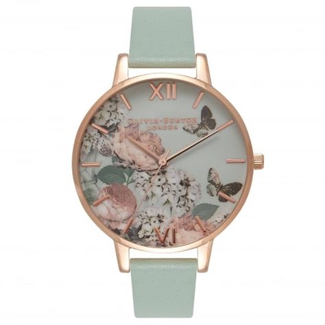 Ladies Signature Floral Mint & Rose Gold Watch | Olivia Burton London