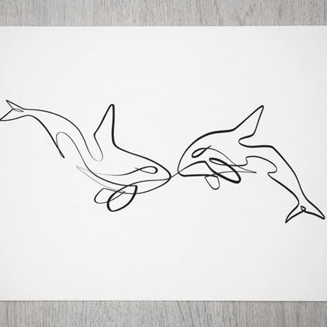 One Line Orca Tattoo, Orca Outline Tattoo, Orca Tatoos, Small Orca Tattoo, Orca Tattoo Ideas, Orca Tattoo Simple, Sea Animal Tattoos For Women, Orca Whale Drawing, Orca Tattoo Design