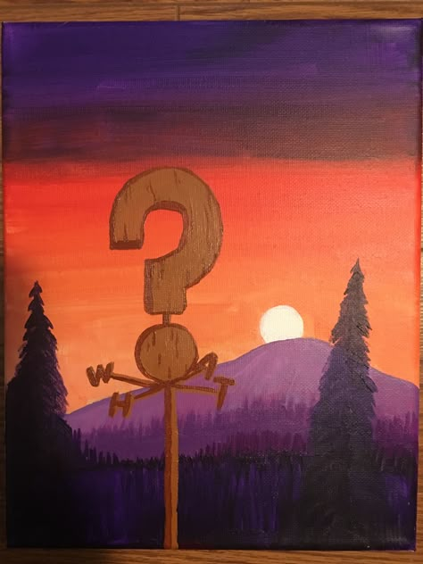 Easy Gravity Falls Painting, Gravity Falls Canvas Painting, Philophobia Art, Gravity Falls Painting Ideas, Gravity Falls Diy Crafts, Adventure Time Painting Ideas, Disney Themed Paintings, Adventure Time Canvas Painting, Small Fall Paintings