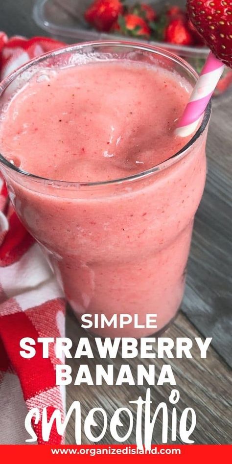 Simole Strawberry Banana Smoothie - perfect for a quilck breakfast idea.#breakfastsmoothie#healthysmoothie Smoothie Base Ideas, Strawberry Banana Smoothie No Yogurt, Smoothie Recipes No Yogurt, Fruit Juice Smoothie Recipes, Smoothie Recipes Without Yogurt, Frozen Strawberry Smoothie, Frozen Fruit Smoothie Recipes, Simple Smoothie Recipes, Basic Smoothie Recipe