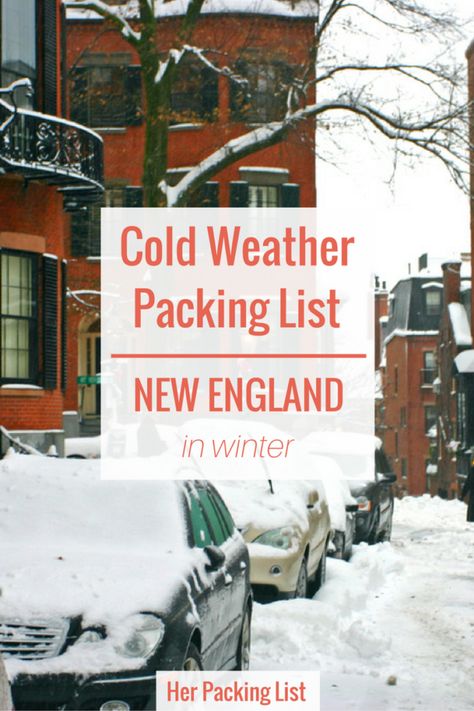 If you're visiting New England in winter, you'll need to bundle up! Jessie shares her cold weather packing list for New England to help you prepare. Cold Weather Packing List, Travel Outfit Winter, Winter Vacation Packing, Winter Vacation Packing List, Cold Weather Packing, Boston Winter, Winter Vacation Outfits, Female Packing List, Maine Winter