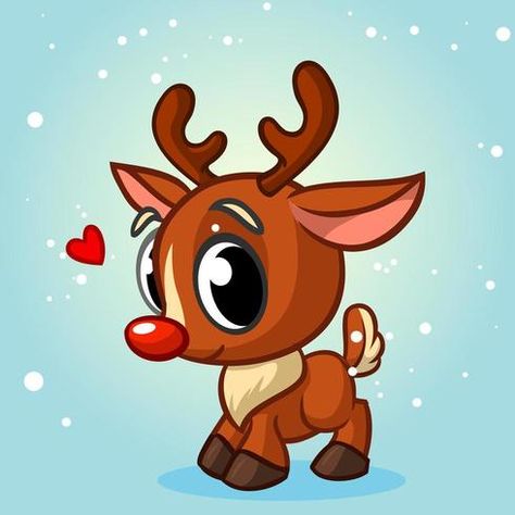 Cute dibujos animados renos de Navidad con nariz roja Christmas Wallpaper Rudolph, Cute Christmas Drawing Ideas, Cute Cartoon Christmas, Xmas Drawing, Rudolph Red Nosed Reindeer, Red Nose Reindeer, Good Morning Friends Images, Cute Christmas Wallpaper, Cartoon Christmas