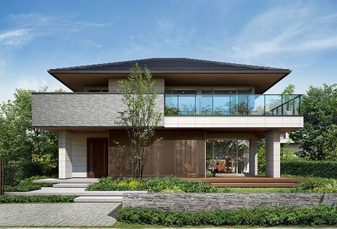 Prairie Style Houses, Mediterranean House Plans, Facade Architecture Design, Contemporary House Exterior, Architecture Model House, Architecture Building Design, Beautiful House Plans, House Front Design, Minimalist Architecture