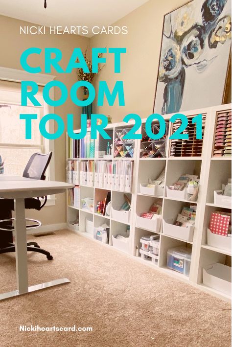 Ikea Scrapbook Room Ideas, Ikea Kallax Sewing Room Ideas, Wrapping Room Ideas, Craft Room Ikea Hacks, Ikea Kallax Craft Storage, Scrapbook Tables, Kallax Craft Room Ideas, Kallax Ikea Craft Room, Ikea Craft Room Organization