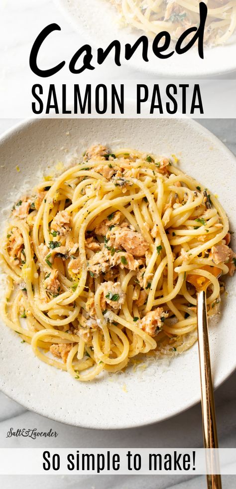 Tinned Salmon Pasta, Canned Wild Salmon Recipes, Can Of Salmon Recipes, Canned Red Salmon Recipes, Can Pink Salmon Recipes, Canned Salmon Pasta Recipes, Pink Salmon Recipes Canned, Canned Salmon Recipes Dinners, Cheap Mediterranean Diet Recipes