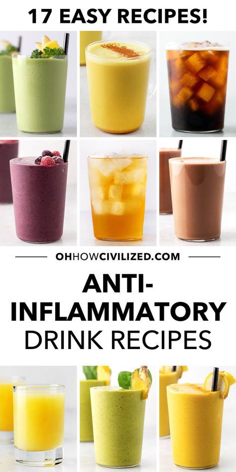 From tea to smoothies, these anti-inflammatory drinks are so easy to make. Each one will protect your cells and reduce the risk of disease. #antiinflammatory #healthydrinks #antiinflammatorydrinks Inflammatory Drinks, Homemade Tea Recipes, Hot Tea Recipes, Peanut Butter Protein Shake, Breakfast Drinks, Tea Drink Recipes, Easy Teas, Turmeric Smoothie, Lower Inflammation