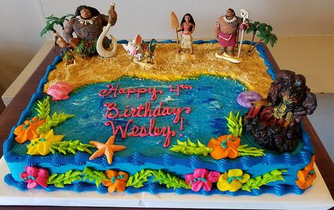 Moana Birthday Sheet Cake - Adrienne & Co. Bakery Moana Birthday Party Cake, Walmart Bakery, Birthday Sheet Cake, Rapunzel Birthday Cake, Moana Birthday Cake, Moana Theme Birthday, Moana Cake, Birthday Sheet Cakes, Moana Birthday Party