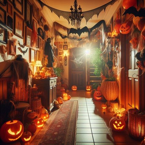 Spooky season is here, Halloween makes me feel nostalgic ✨🧙 Image made with AI #ai #aiinterior #aiart #digitalart #interiordesign #hallway #hallwaydecor #halloween #halloweendecor Nostalgic Halloween, Spooky Forest, Lobby Decor, Nostalgic Images, Halloween Home, Halloween Make, Halloween Home Decor, Hallway Decorating, Spooky Season