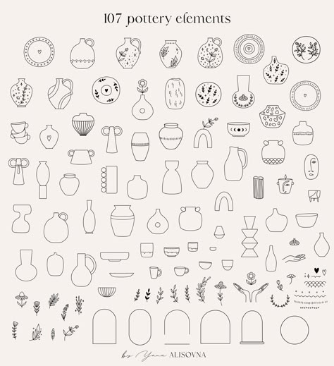 Pottery collection by Alisovna on @creativemarket Social Media Wall, Handmade Logo, Branding Social Media, Pottery Collection, Coffee Shop Design, Media Wall, Diy Pottery, Pottery Studio, Design Graphique