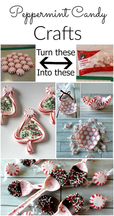 TONS of super easy peppermint candy crafts Diy Food Christmas Gifts, Peppermint Plates, Diy Kids Ornaments, Peppermint Candy Crafts, Food Christmas Gifts, Peppermint Candy Bowl, Diy Christmas Gifts Food, Peppermint Candy Ornaments, Ornaments Diy Kids