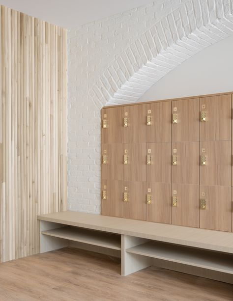 Beatbox – Collective Studio Collective Studio, Warm Wood Tones, Wooden Lockers, Boxing Classes, Gym Lockers, Arch Interior, Austin Homes, Wood Tones, Locker Room