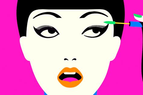 Malika Favre, Attention Grabbers, Pop Art Illustration, Modern Pop Art, Painting Art Lesson, Commercial Art, How To Apply Mascara, Model Face, Colorful Portrait