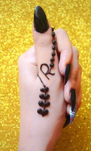 Letter Finger Tattoo, R Letter Tattoo Design, Letter Tattoo Design, R Name, Finger Mehendi Designs, Wrist Bracelet Tattoo, Written Letters, R Letter, Letter Tattoo