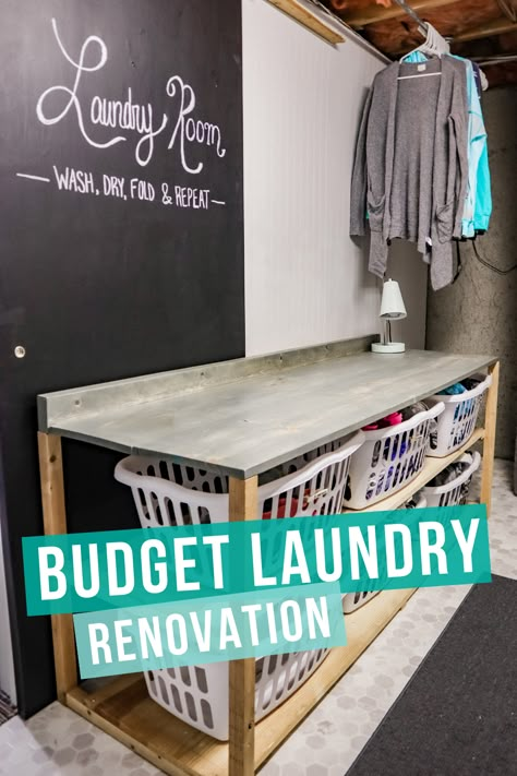 Budget Laundry Room, Laundry Room On A Budget, Laundry Folding Tables, Laundry Room Folding Table, Laundry Room Tables, Laundry Station, Laundry Table, Wash Dry Fold Repeat, Laundry Makeover