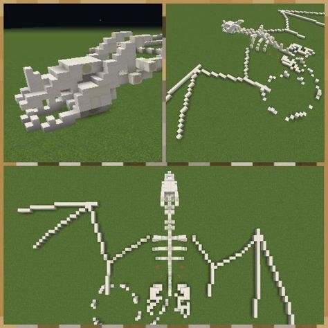 Bone Template, Build A Dragon, Minecraft Kale, Minecraft Skeleton, Construction Minecraft, Minecraft Kingdom, Dragon Skeleton, Minecraft Building Guide, Minecraft Statues