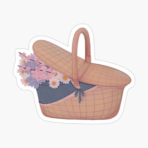 Get my art printed on awesome products. Support me at Redbubble #RBandME: https://www.redbubble.com/i/sticker/Spring-and-Summer-Flower-Picnic-Basket-by-Lunar-Echo/114845081.EJUG5?asc=u Picnic Stickers, Basket Design, Flower Basket, Summer Flowers, School Design, Picnic Basket, Easter Baskets, Cherry Blossom, Sticker Design