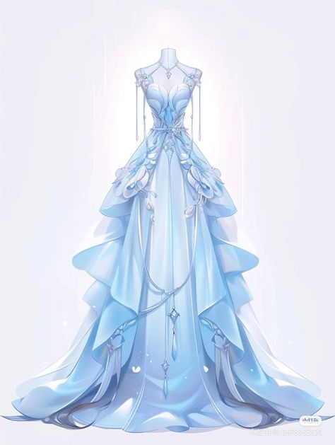 Ice Blue Dress Formal, White Fantasy Dress, Blue Fantasy Dress, White Goddess Dress, Flower Dress Design, Elven Dress, Goddess Costume, Long Blue Dress, Fantasy Dresses