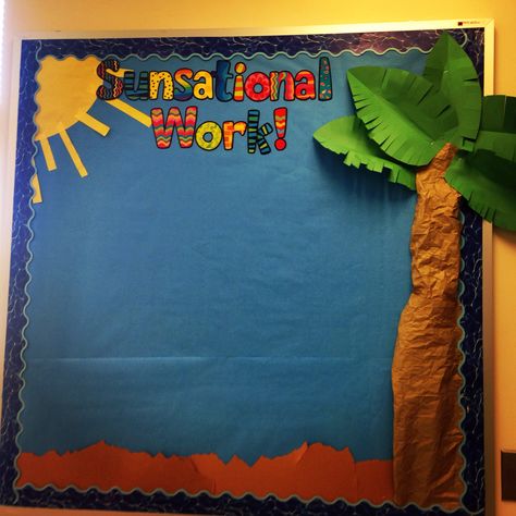 Beach theme bulletin board for student work! Trifold Board, Employee Appreciation, Book Fair, Beach Theme, Beach Themed, Student Work, Classroom Management, Beach Themes, Bulletin Boards