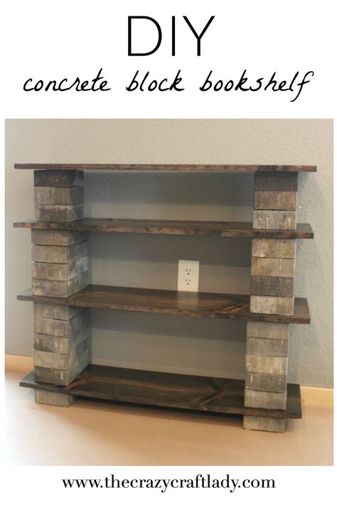 This concrete block bookshelf that is stylish, inexpensive, and easy to make in an afternoon.  It’s a great way to add permanent or temporary storage to any space. Homemade Bookshelves, Diy Bookshelf, Diy Muebles Ideas, Diy Regal, Furniture Cabinet, Decor Ikea, Diy Casa, Bookshelf Design, Bilik Tidur