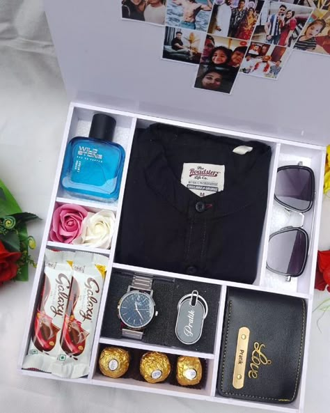 Shirt box hamper 👔❤️ #hampers #shirthamper #shirtboxhamper #combo #combooffer Hamper Box For Boyfriend, Surprise Idea For Boyfriend, Gift Hamper Ideas For Husband, Hamper Gift Ideas For Him, Diy Gift Hampers For Men, Photo Hampers Ideas, Surprise Gift Ideas For Boyfriend, Gift For Men Birthday, Man Anniversary Gift Ideas