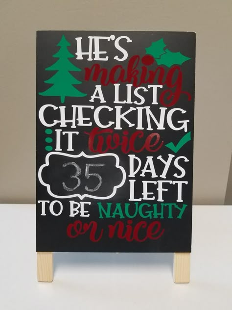 Countdown Easel Christmas Countdown Home Decor Chalk | Etsy Christmas Countdown Board, Santa Signs, Xmas Countdown, Christmas Countdown Diy, Christmas Boards, Santa Elves, Diy Christmas Decorations For Home, Chirstmas Decor, Christmas Cricut