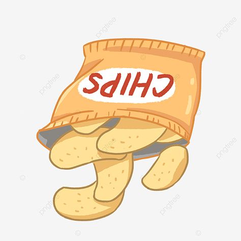 Chips Illustration, Potatoes Chips, Yellow Packaging, Cartoon Food, Potato Chips, Png Clipart, Png Image, Potato, Transparent Background