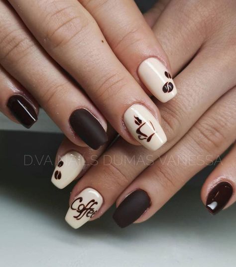 Coffee Nail Art, Adorable Nails, Nail Artwork, Girls Nail Designs, Art Deco Nails, Pretty Coffee, Coffee Nails, February Nails, Nail Time