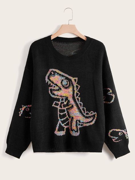 Free Returns ✓ Free Shipping On Orders $49+ ✓. Plus Dinosaur Pattern Drop Shoulder Sweater- Plus Size Sweaters at SHEIN. Dinosaur Jumper, Drop Shoulder Sweater, Dinosaur Pattern, Drop Shoulder Sweaters, Plus Size Sweaters, Sweaters Online, Really Cute Outfits, Trendy Fashion Women, Sleeves Pattern