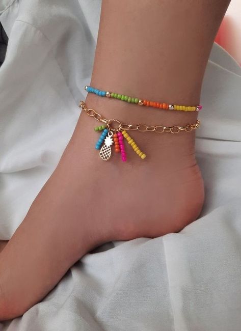 Beaded Anklets Diy, Bead Anklets, Anklets Jewelry, Ankle Bracelets Diy, Anklet Designs, Beaded Anklet, Ankle Jewelry, Gold Anklet, Handmade Jewelry Tutorials