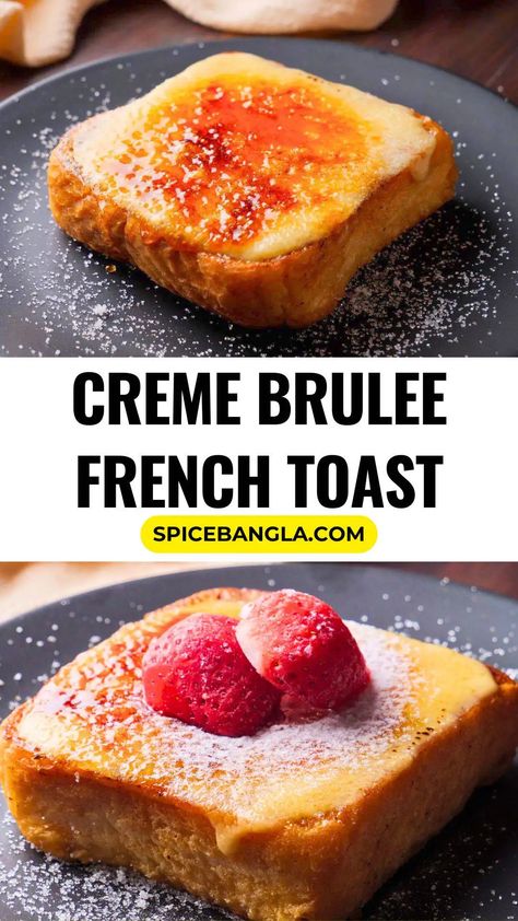 It looks and tastes better—creme brulee french toast is the ultimate sweet treat for dessert lovers. Enjoy this crème brûlée french toast with my easy recipe! French Toast Recipe Easy, Crème Brûlée French Toast, Best Creme Brulee Recipe, Brulee French Toast, Creme Brulee French Toast, Toast For Breakfast, Easy French Toast Recipe, Brulee Recipe, Creme Brulee Recipe