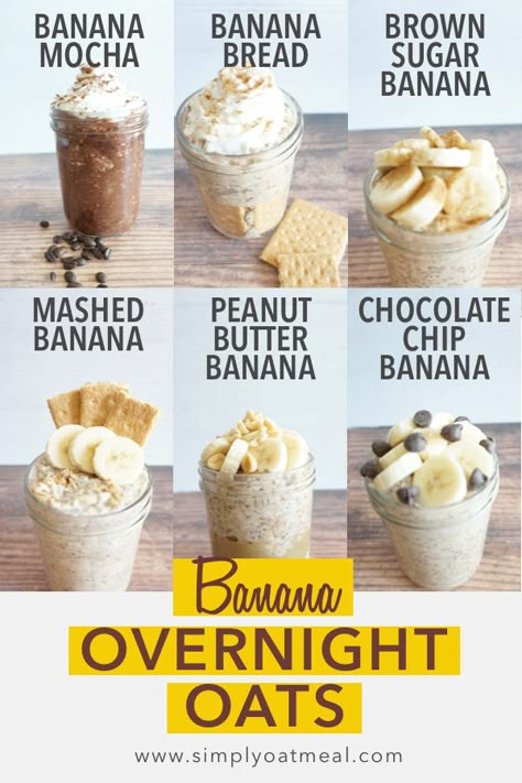 Overnight Oats With Nut Butter, Banana Walnut Overnight Oats, Overnight Oats Without Peanut Butter, Bananas Foster Overnight Oats, Mashed Banana Overnight Oats, Banana Overnight Oats In A Jar, Overnight Oats With Banana Healthy, Overnight Banana Oatmeal, Banana Cream Overnight Oats