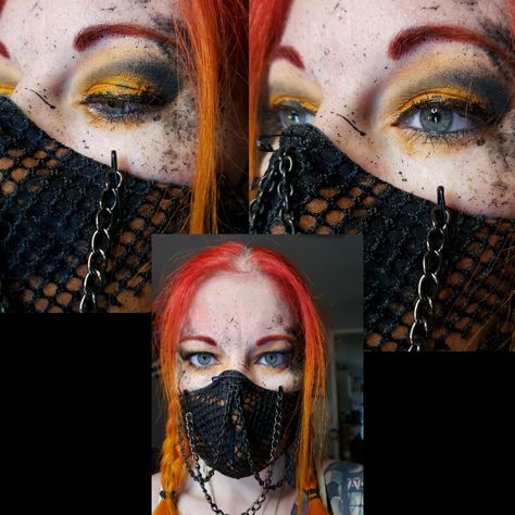 Post apocalyptic makeup using Notoriously Morbid. Mask design by Sadie Lane Post Apocalyptic Makeup, Apocalyptic Makeup, Masked Character, Post Apocalyptic Clothing, Apocalyptic Clothing, Wasteland Weekend, Halloween Things, Artist Tips, Makeup Artist Tips