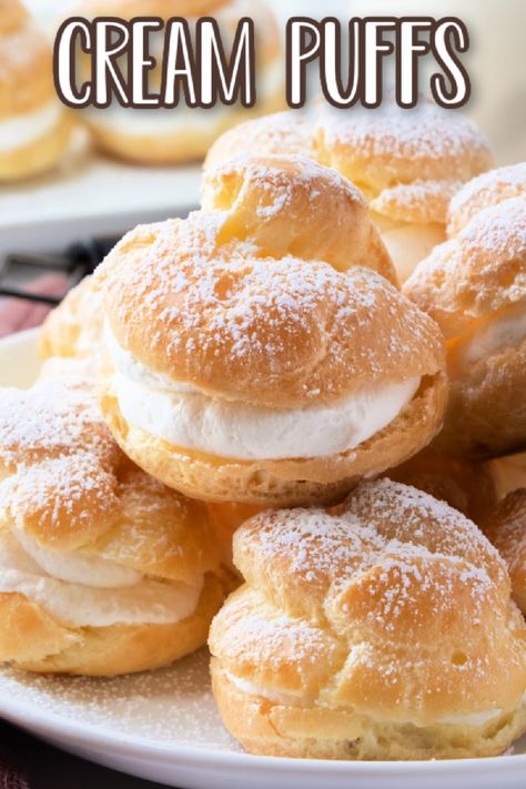 Learning how to make classic French cream puffs is easy with this recipe! This recipe includes a from-scratch vanilla cream filling recipe. Vanilla Cream Filling Recipe, Cream Filling Recipe, Vanilla Cream Filling, Cream Puff Recipe, Puff Recipe, Torte Cupcake, Custard Filling, Pastry Cream, Köstliche Desserts