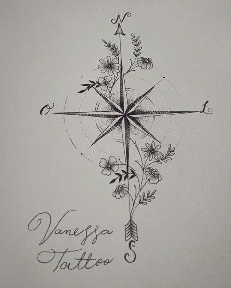 Compass Tattoo With Flowers, Tattoo Frau, Womens Tattoos, Tattoo With Flowers, 42 Tattoo, Compass Art, Tattoos Arm, Compass Tattoo Design, Inspiration Tattoos